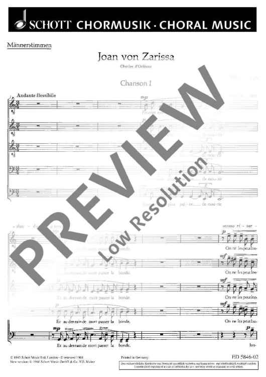 Drei französische Chöre - Choral Score