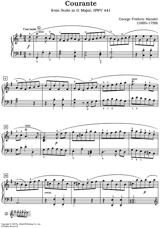 Courante [Hwv 441] from Suite in G Major