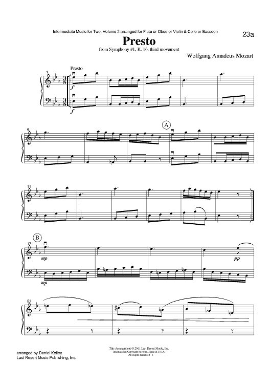 Presto - from Symphony #1, K. 16, third movement