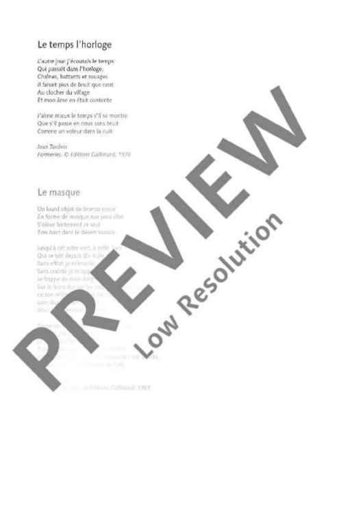 Le temps l'horloge - Piano Reduction