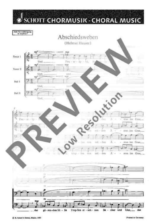Abschiedsweben - Choral Score