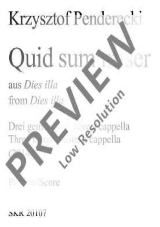 Quid sum miser - Choral Score