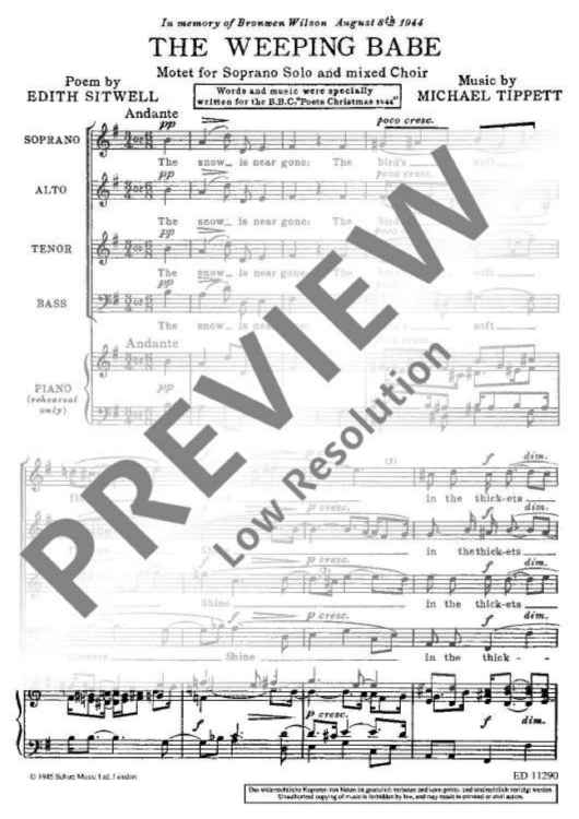The Weeping Babe - Score