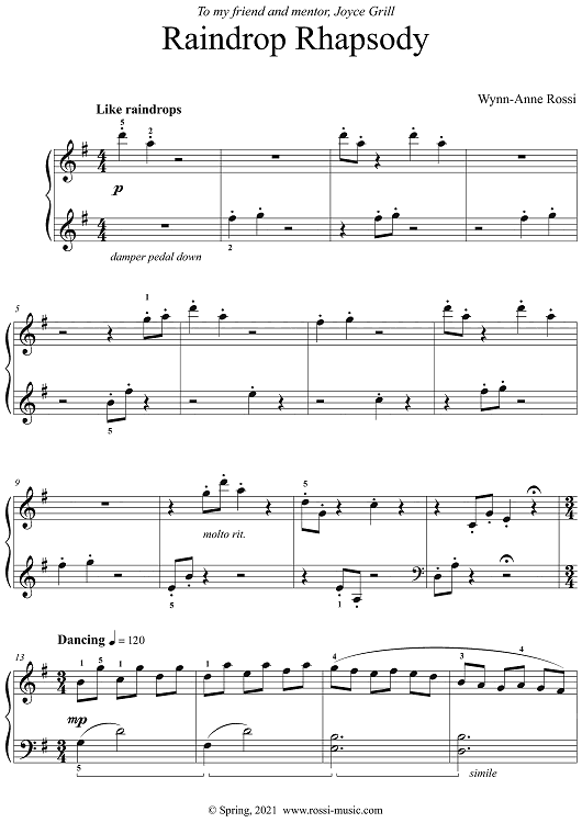 Raindrop Rhapsody - Intermediate Piano (with MP3)