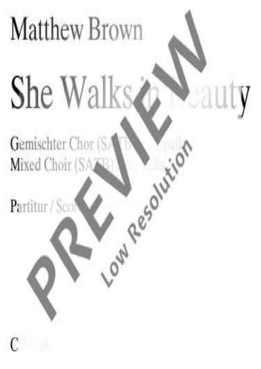 She Walks in Beauty - Choral Score