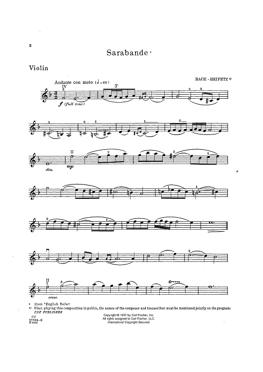 Sarabande - from English Suite No. 6, BWV 811