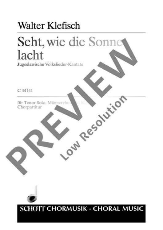 Seht, wie die Sonne lacht - Choral Score