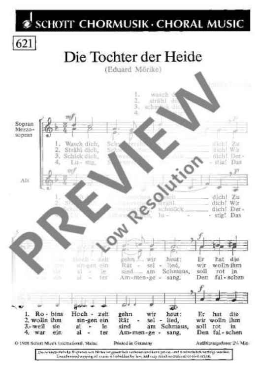 Die Tochter der Heide - Choral Score