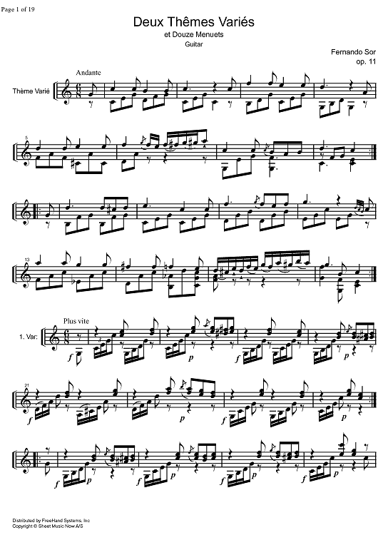 2 Thêmes Variés et 12 Menuets Op.11