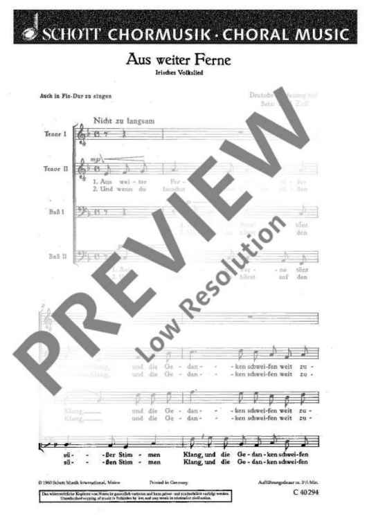 Aus weiter Ferne - Choral Score