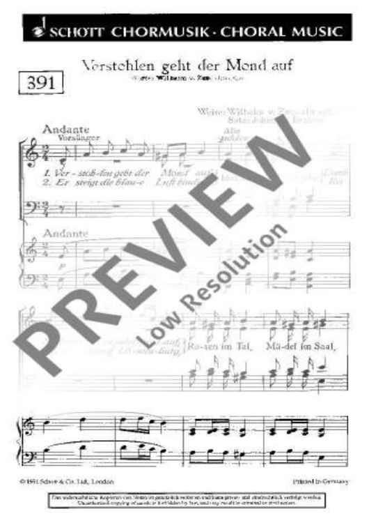 Verstohlen geht der Mond auf - Choral Score