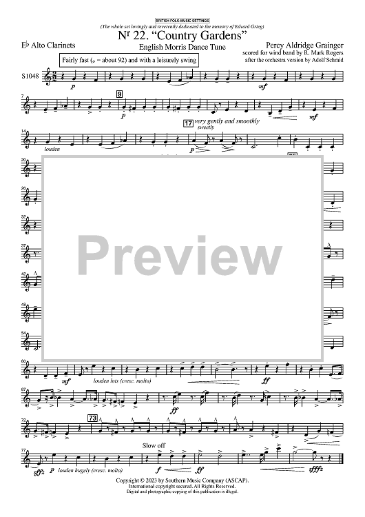 Country Gardens for Symphonic Band - Eb Alto Clarinet