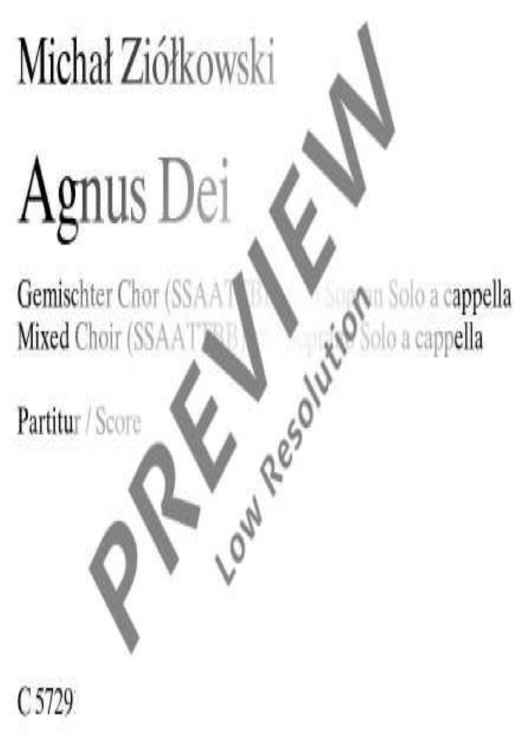 Agnus Dei - Choral Score