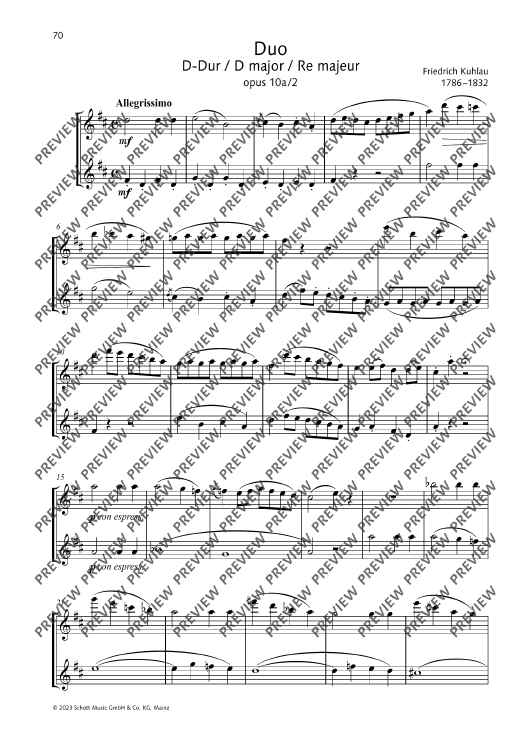 Duo D major - Performing Score
