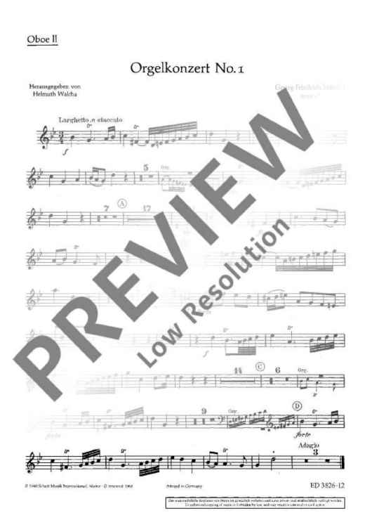 Organ Concerto No. 1 G Minor - Oboe Ii
