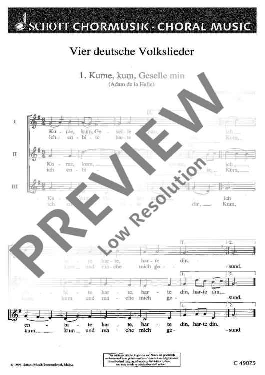 Vier deutsche Volkslieder - Choral Score