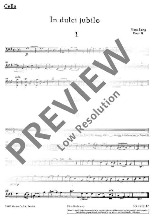 In Dulci Jubilo - Cello