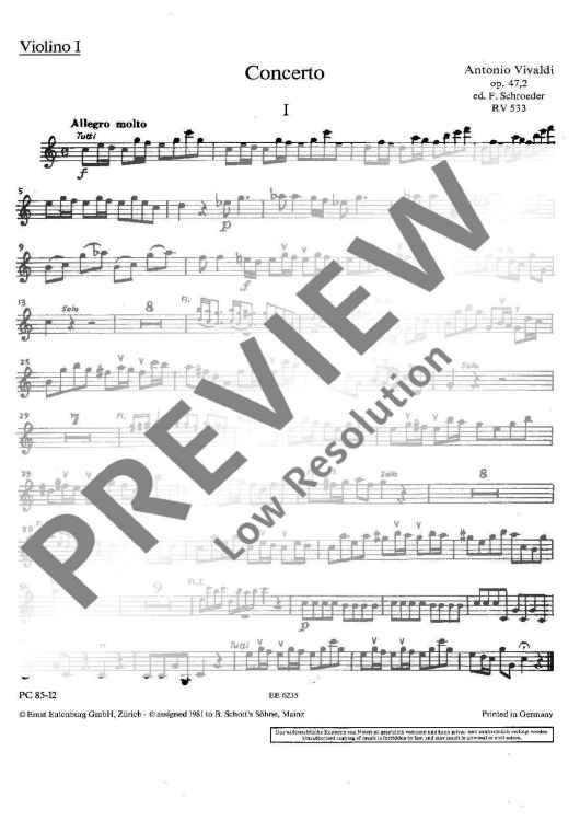 Concerto grosso C Major - Violin I