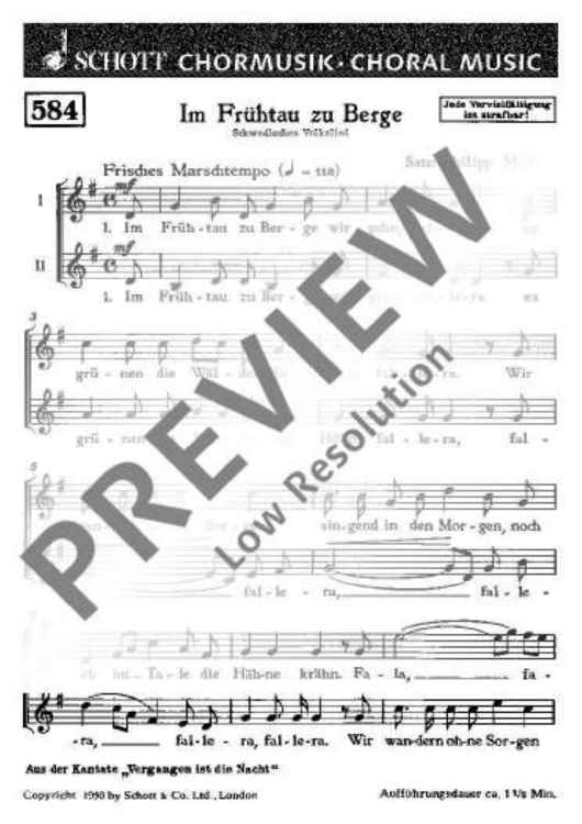 Im Frühtau zu Berge - Choral Score