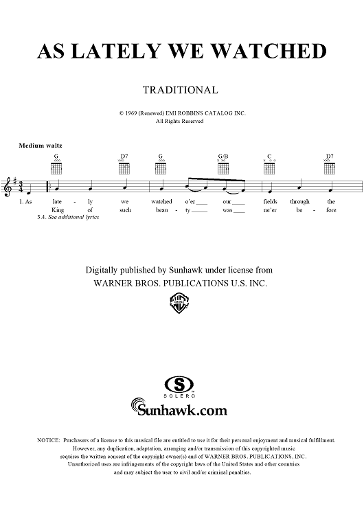 As Lately We Watched