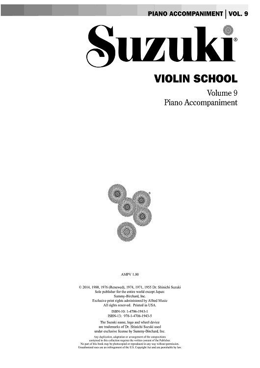 Suzuki Violin School, Volume 9 - Piano Accompaniment