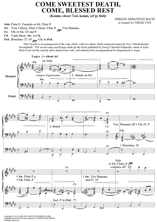 Come, Sweetest Death, Come, Blessed Rest