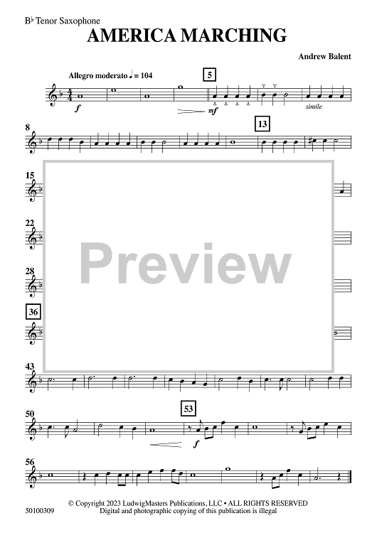 America Marching - Bb Tenor Saxophone