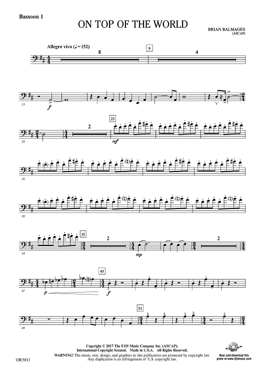 On Top of the World - Bassoon 1