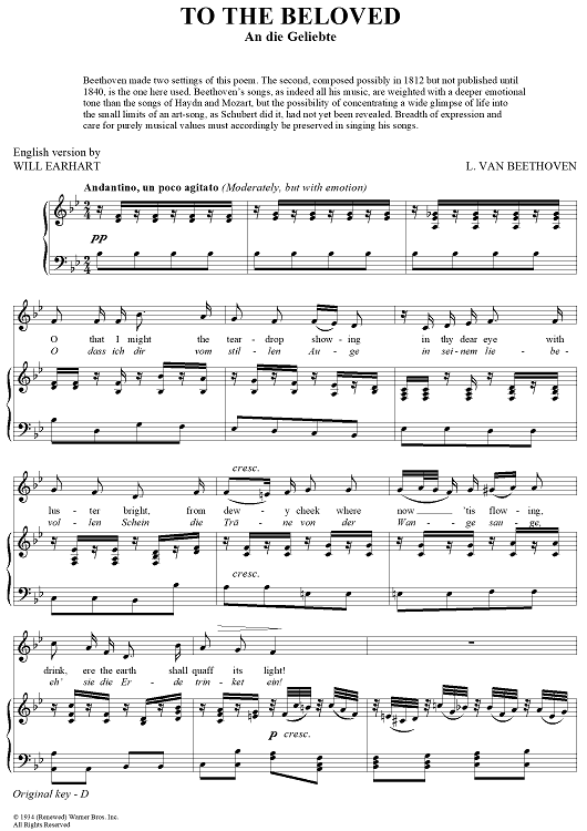 To The beloved (Au die Geliebte)