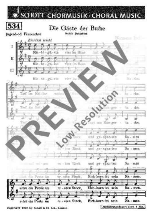 Die Gäste der Buche - Choral Score
