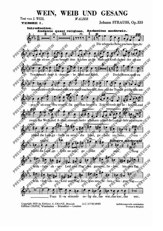 Wein, Weib und Gesang - Tenor I