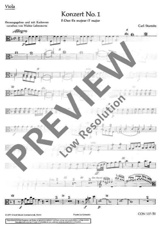 Concerto No. 1 F major - Viola