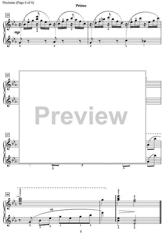 Nocturne in E-flat Major" Sheet Music for 1 Piano, 4 Hands - Sheet Music Now