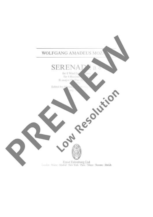 Serenade a 8 E flat major - Full Score