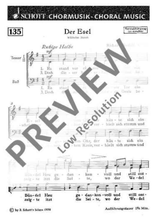 Der Esel - Choral Score