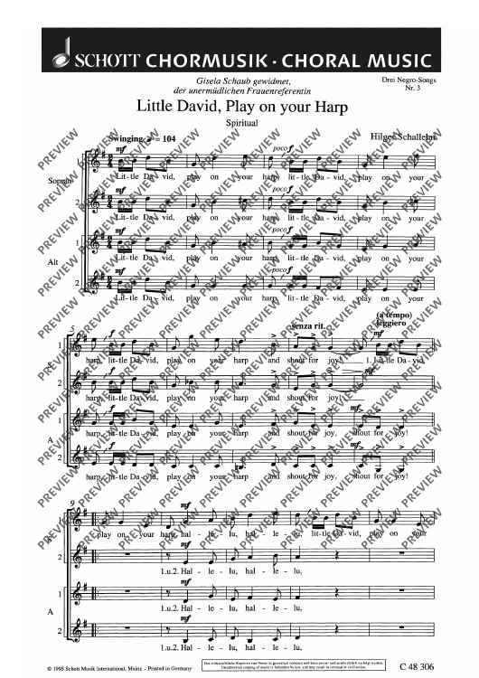 Little David, Play on your Harp (Spiritual) - Choral Score