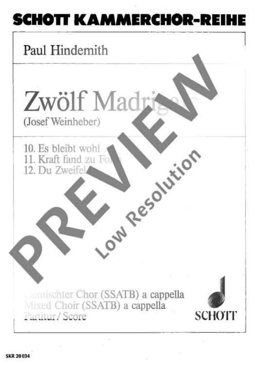 12 Madrigals - Choral Score
