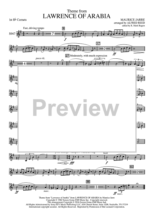 Lawrence of Arabia - Bb Cornet 1