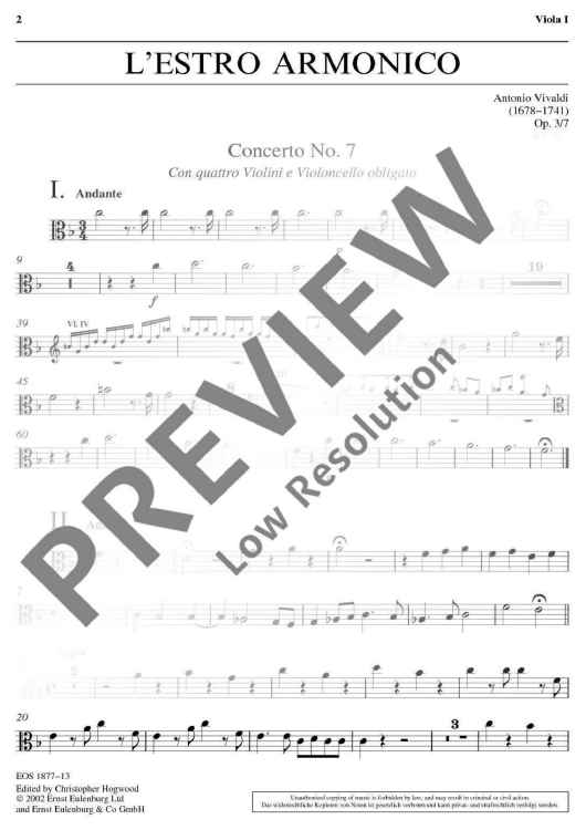 L'Estro Armonico in F major - Viola I