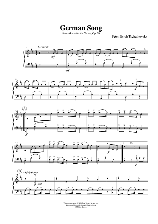 German Song - from Album for the Young, Op. 39