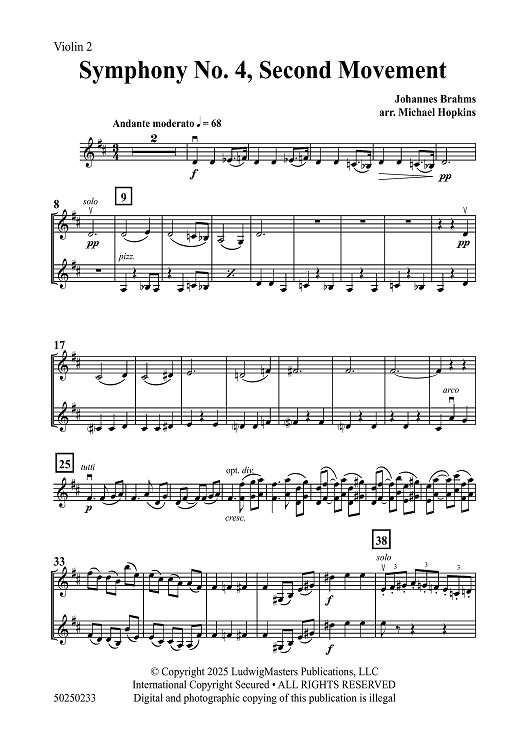 Symphony No. 4, Second Movement - Violin 2