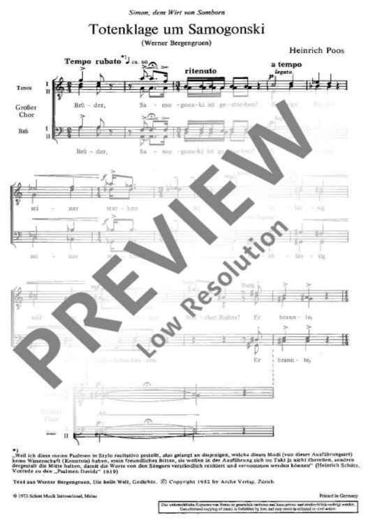 Totenklage um Samogonski - Choral Score