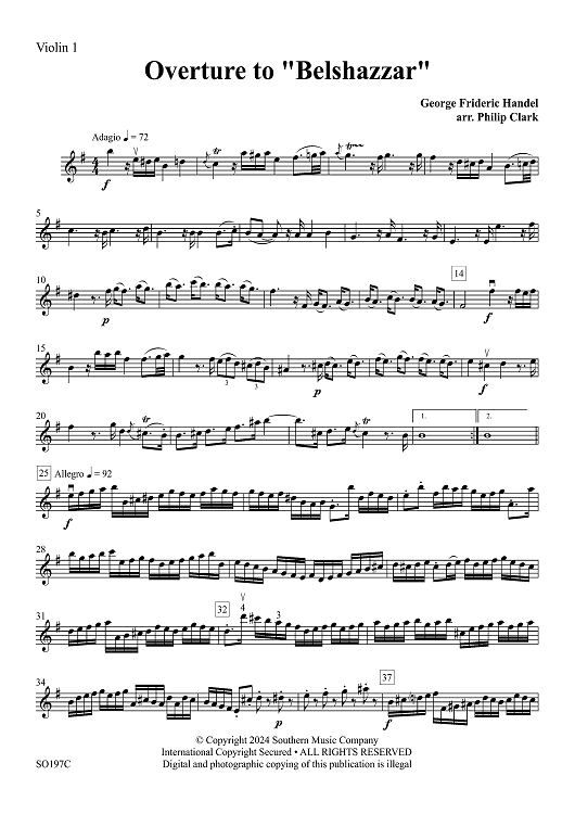 Overture to Belshazzar - Violin 1