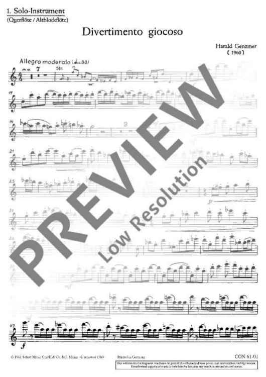 Divertimento giocoso - Flute I