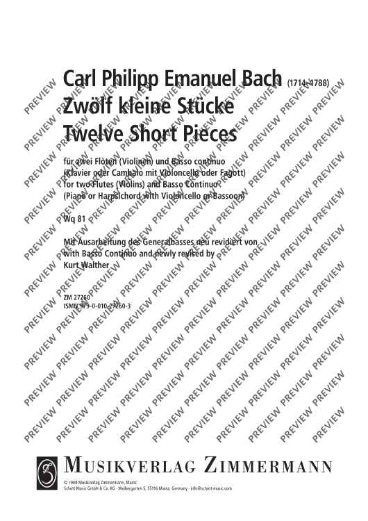 Twelve Short Pieces - Score and Parts