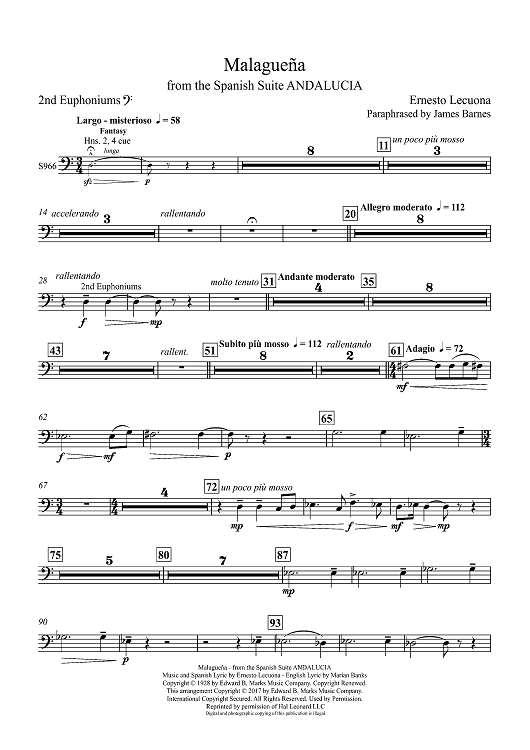 Malaguena: from the Spanish Suite ANDALUCIA - Euphonium 2 BC