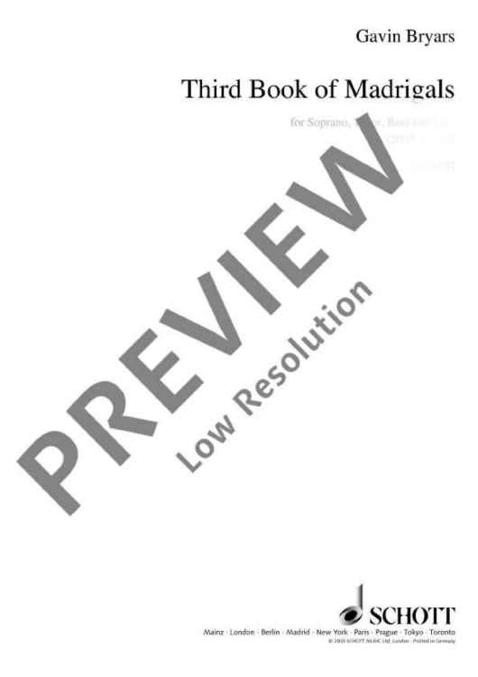 Third Book of Madrigals - Performing Score