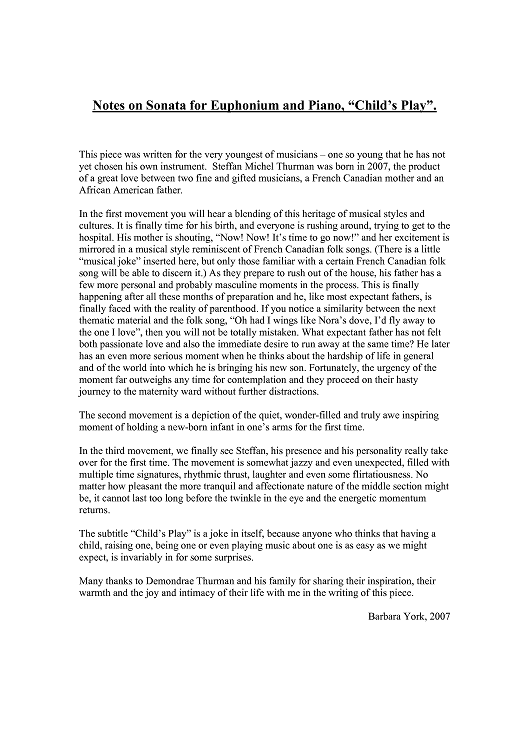 Sonata for Euphonium and Piano "Child's Play" - Piano Score