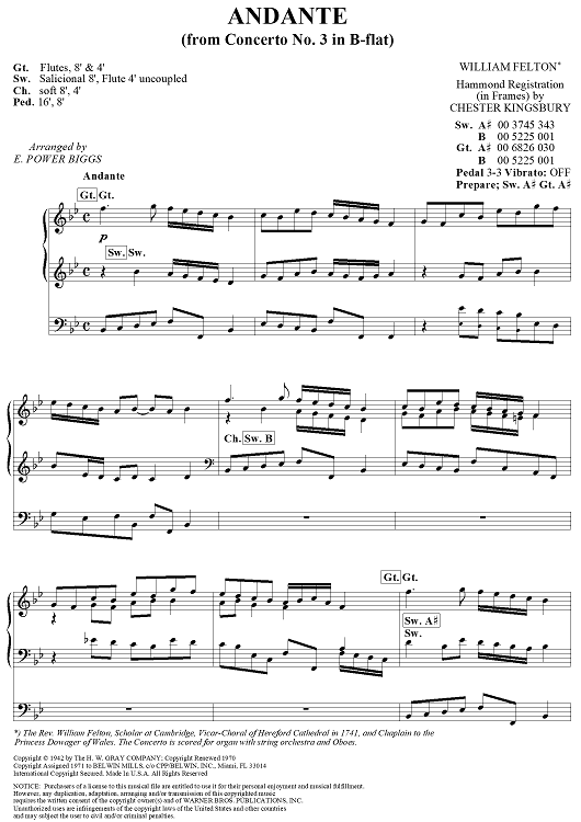 Andante, from Concerto No. 3 in B-flat