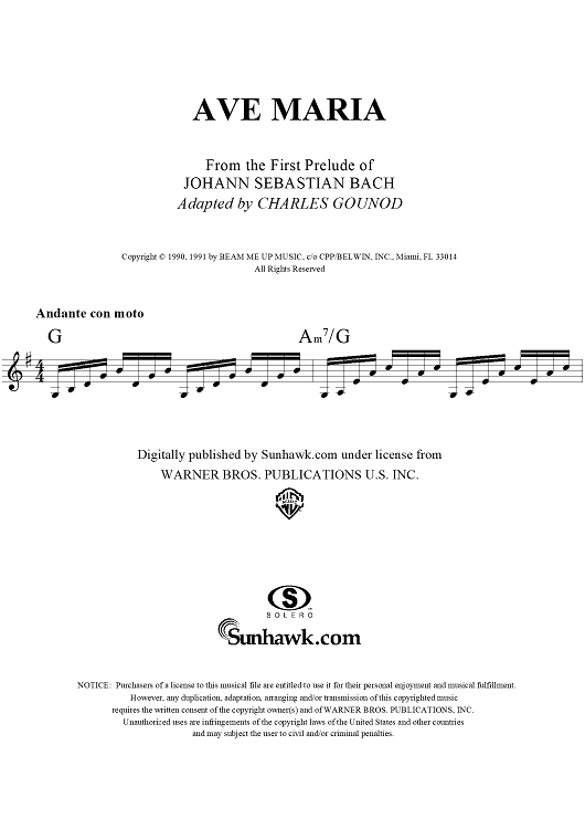 Ave Maria (from the First Prelude of J. S. Bach)